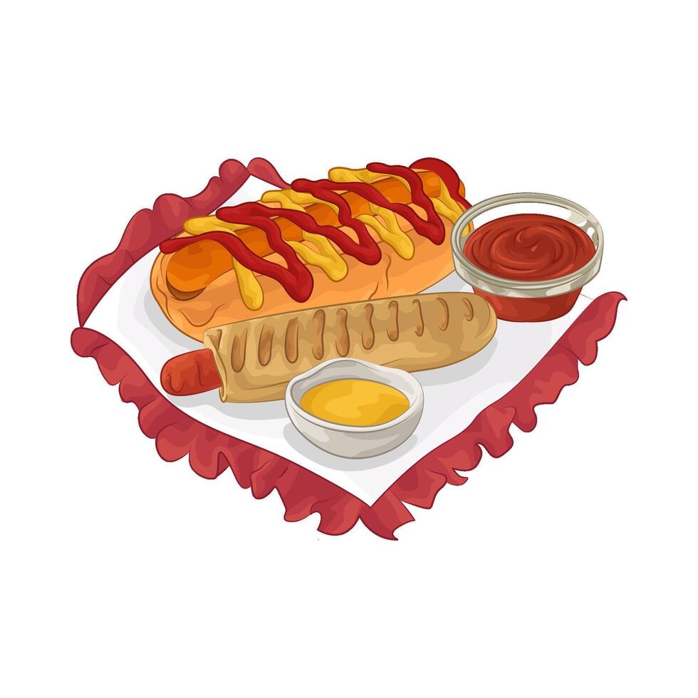 Illustration of hotdog with sauce vector