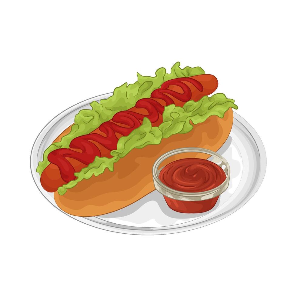 Illustration of hotdog with sauce vector