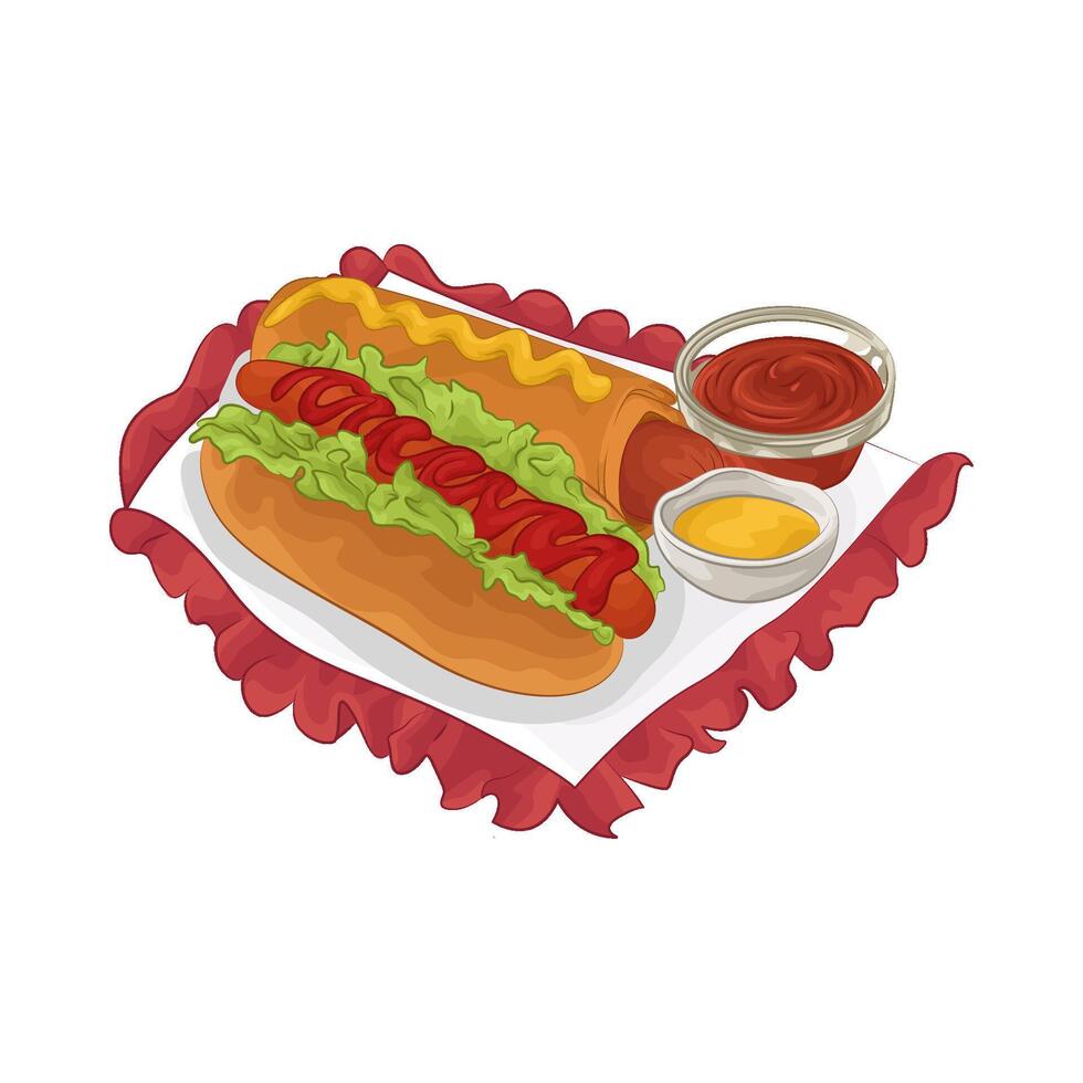 Illustration of hotdog with sauce vector