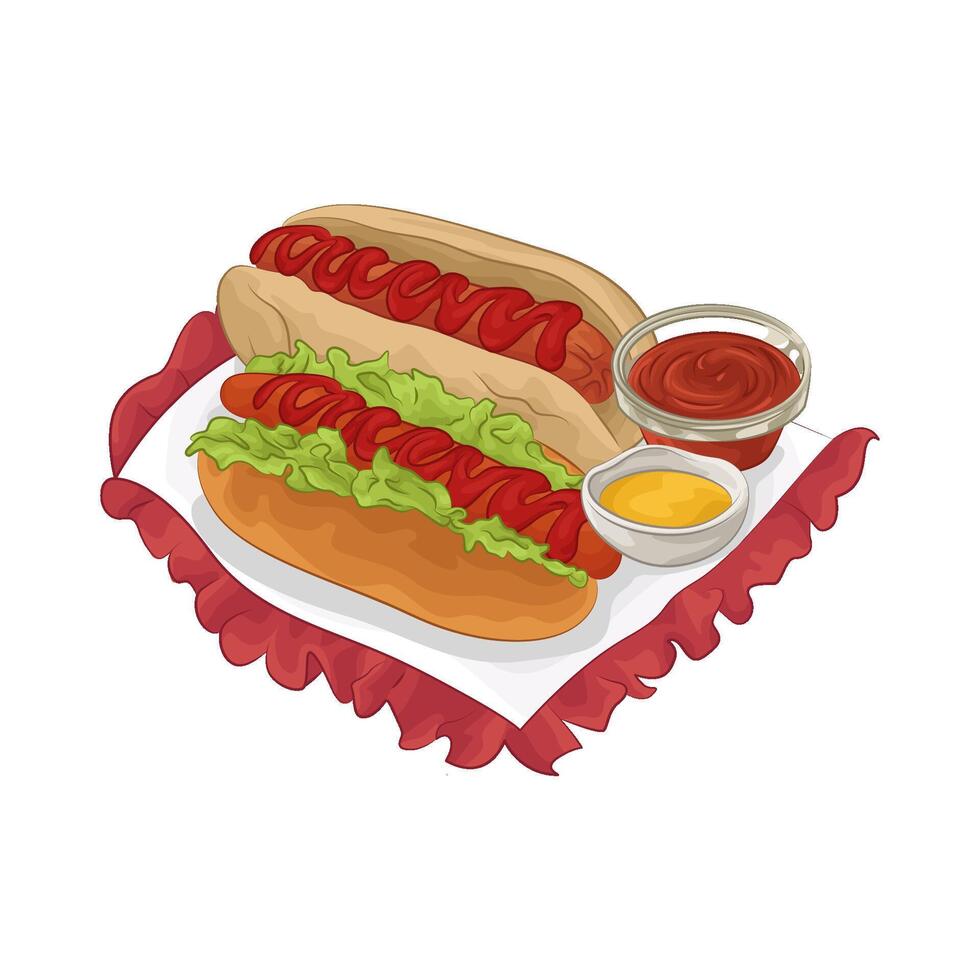 Illustration of hotdog with sauce vector