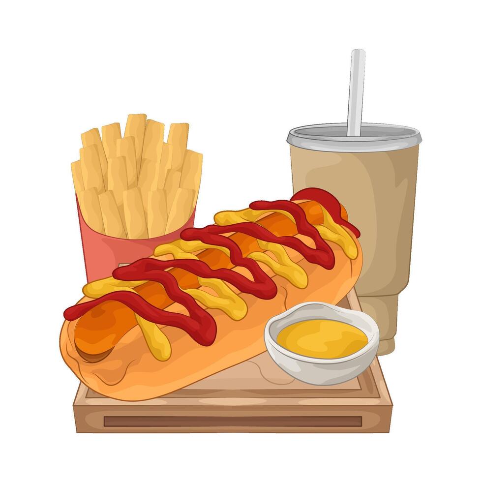 Illustration of hotdog with soda cup vector
