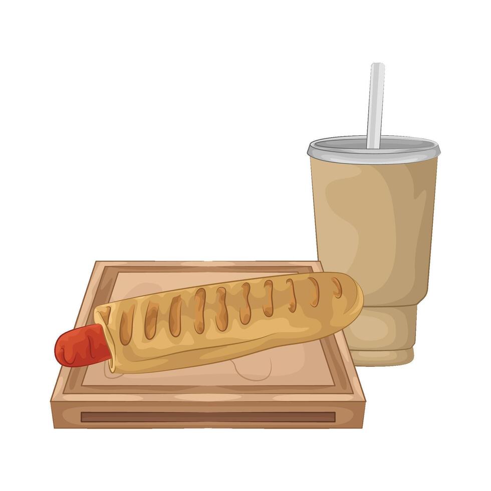 Illustration of hotdog with soda cup vector
