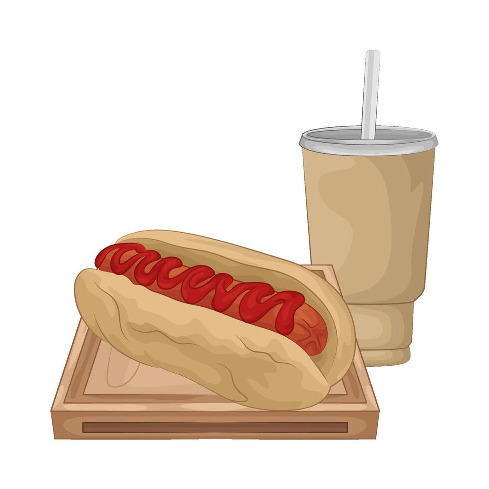 Illustration of hotdog with soda cup vector