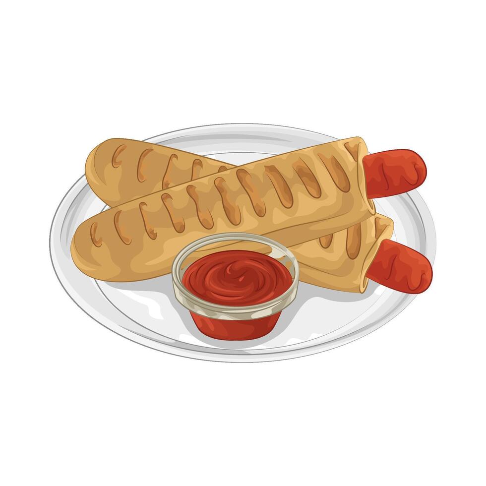 Illustration of hotdog with sauce vector