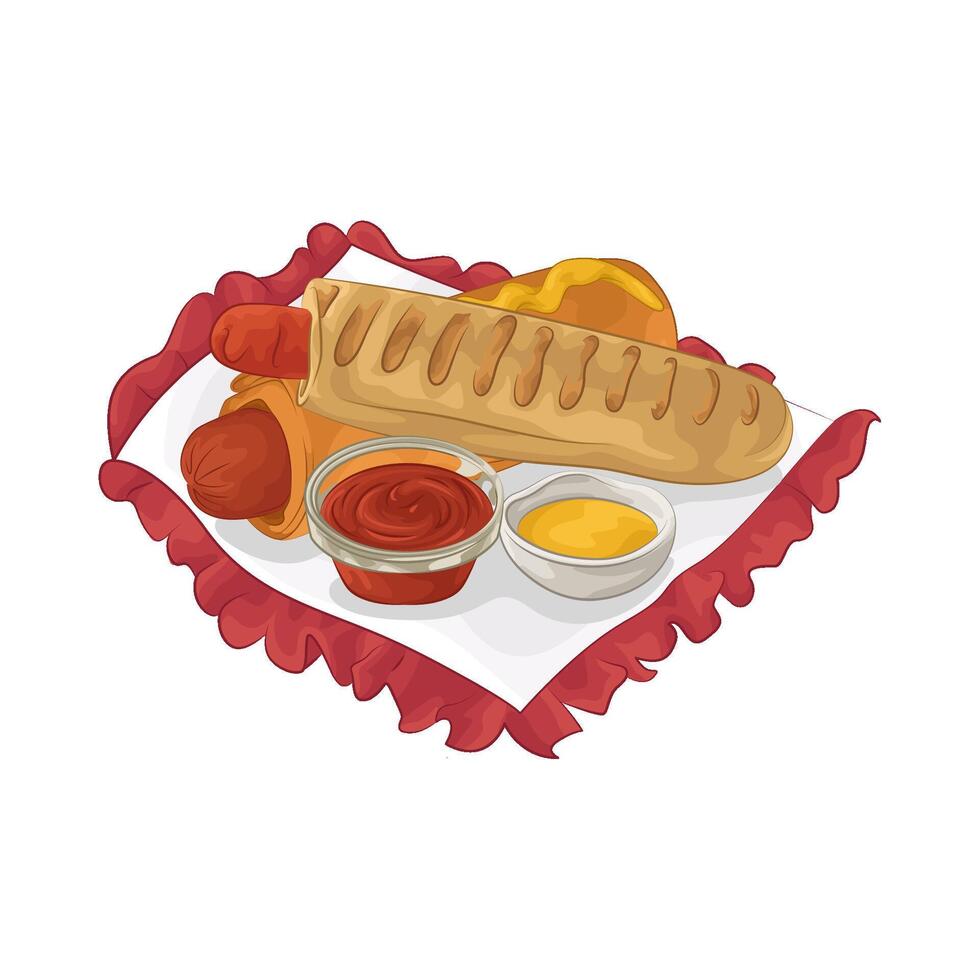 Illustration of hotdog with sauce vector