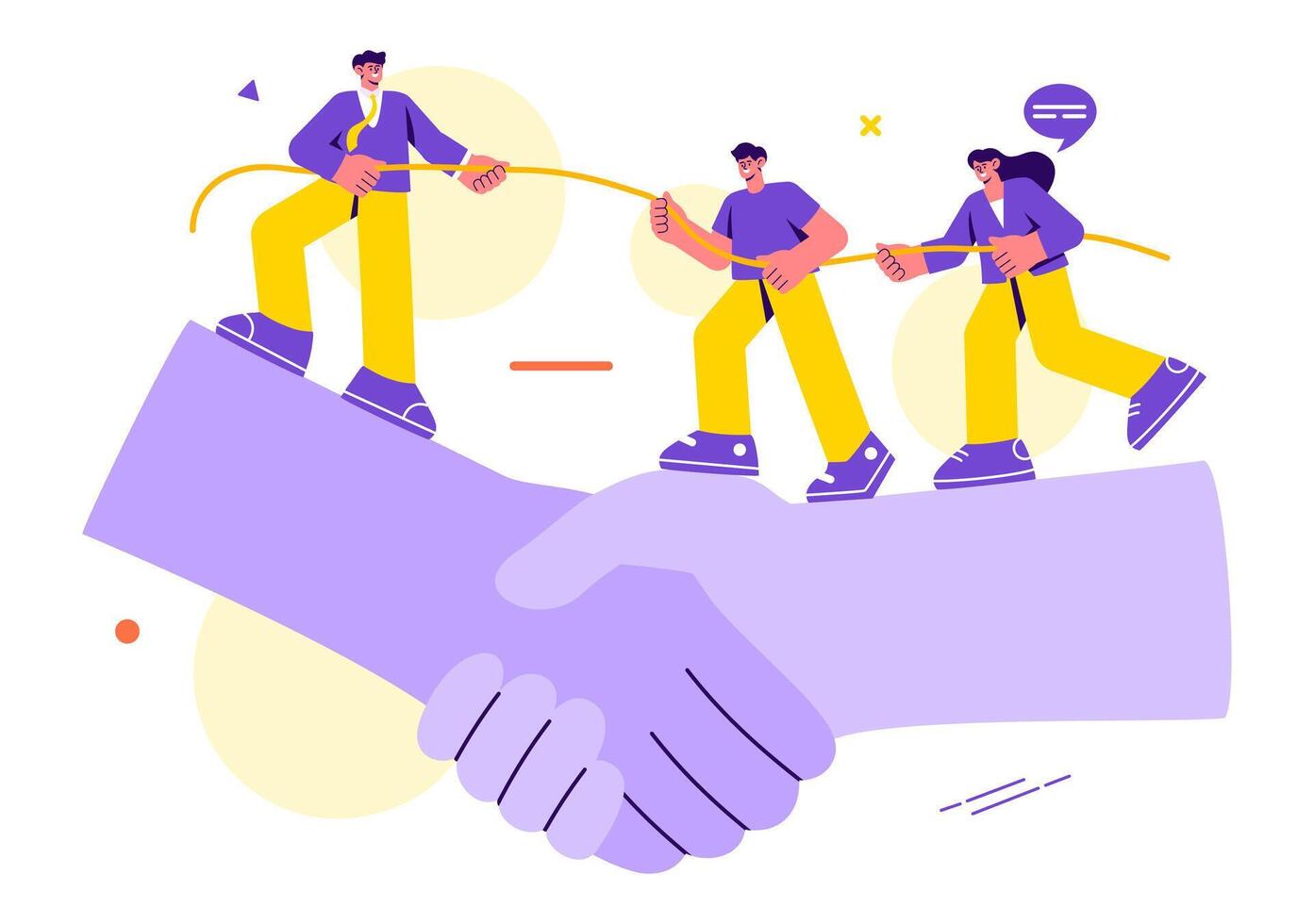 Business Leadership Illustration with A Businessman Leader Helping the Team Develop Themselves to Achieve Success in a Flat Cartoon Background vector