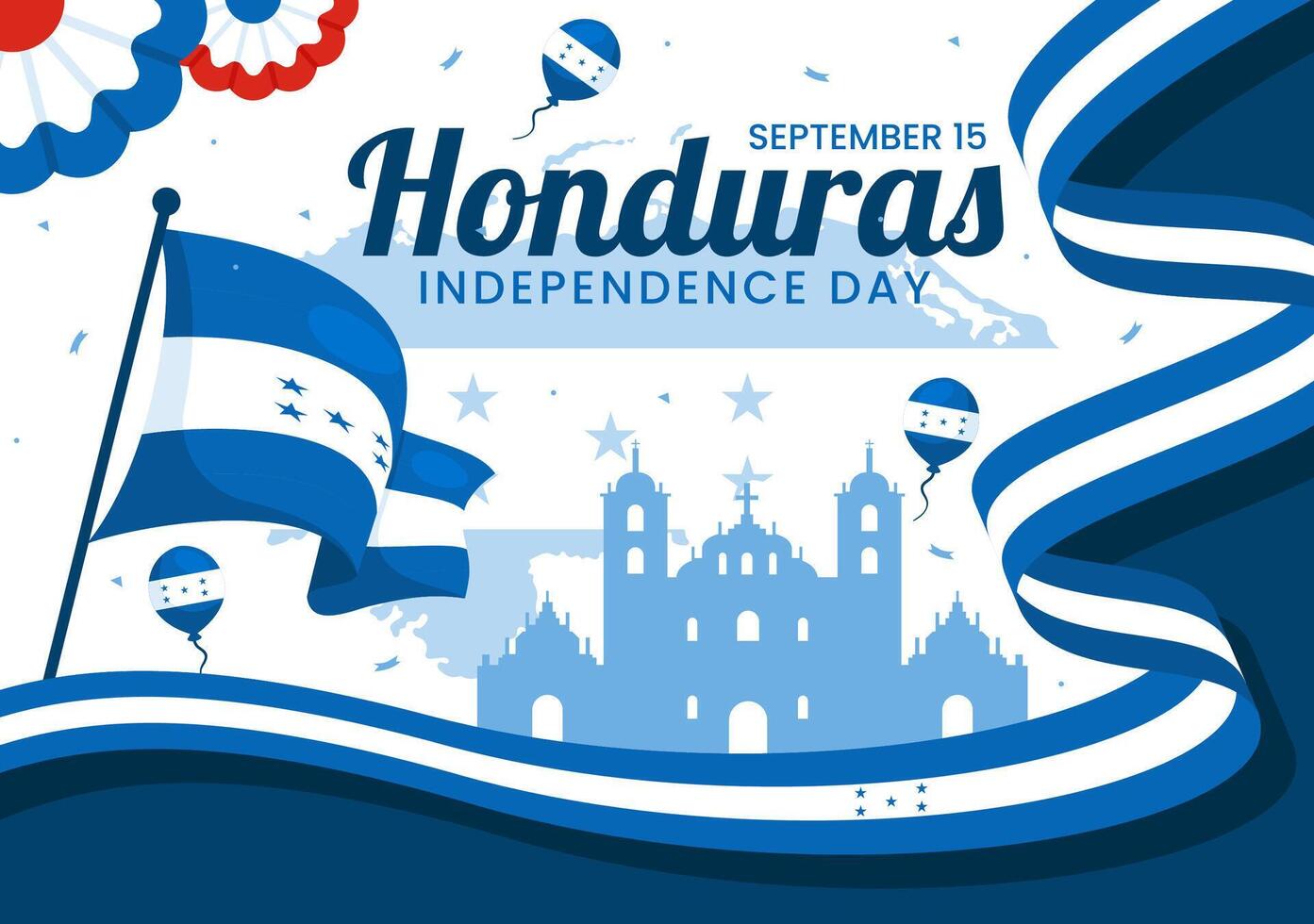 Happy Honduras Independence Day Illustration for September 15 with Waving Flag Background in National Holiday Flat Style Cartoon Design vector