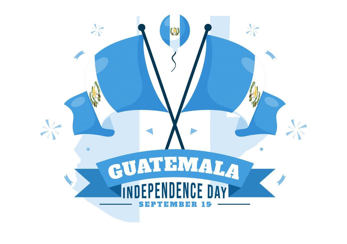Happy Guatemala Independence Day Illustration for September 15 with a Waving Flag and Ribbon in a Flat Style Cartoon Background vector