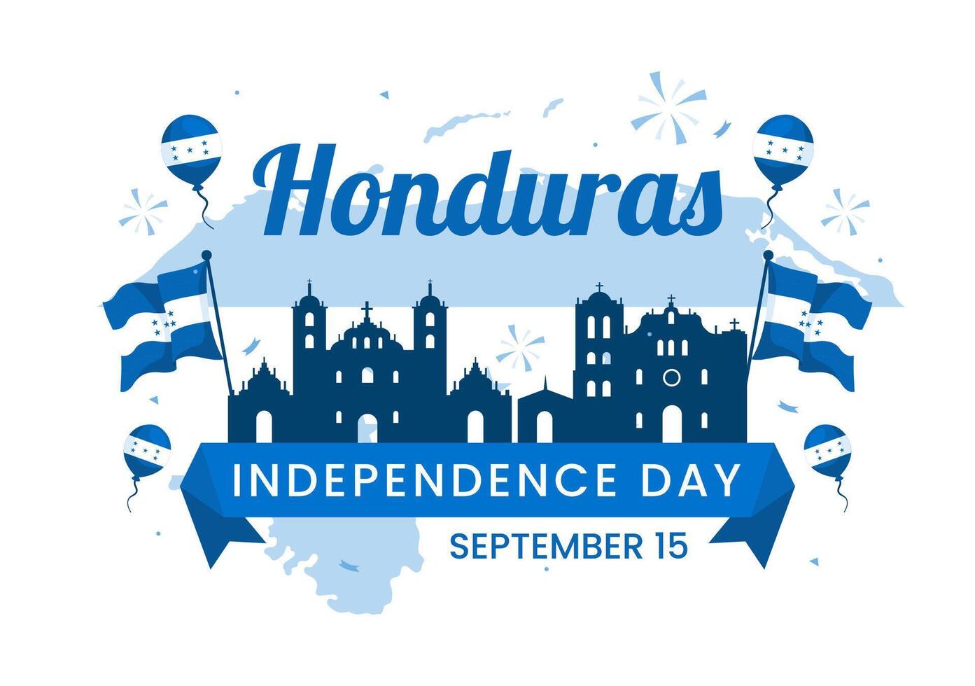 Happy Honduras Independence Day Illustration for September 15 with Waving Flag Background in National Holiday Flat Style Cartoon Design vector
