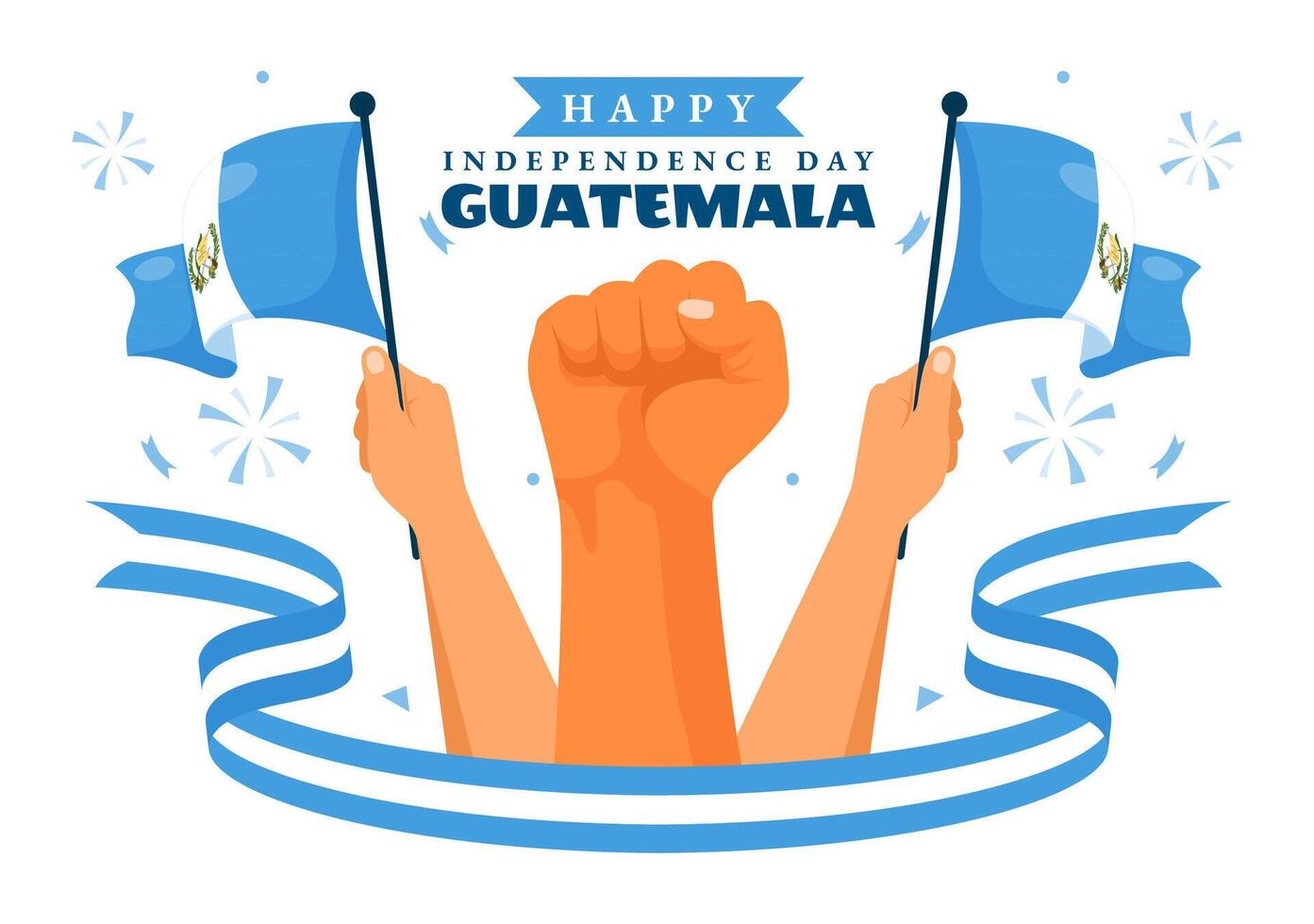Happy Guatemala Independence Day Illustration for September 15 with a Waving Flag and Ribbon in a Flat Style Cartoon Background vector