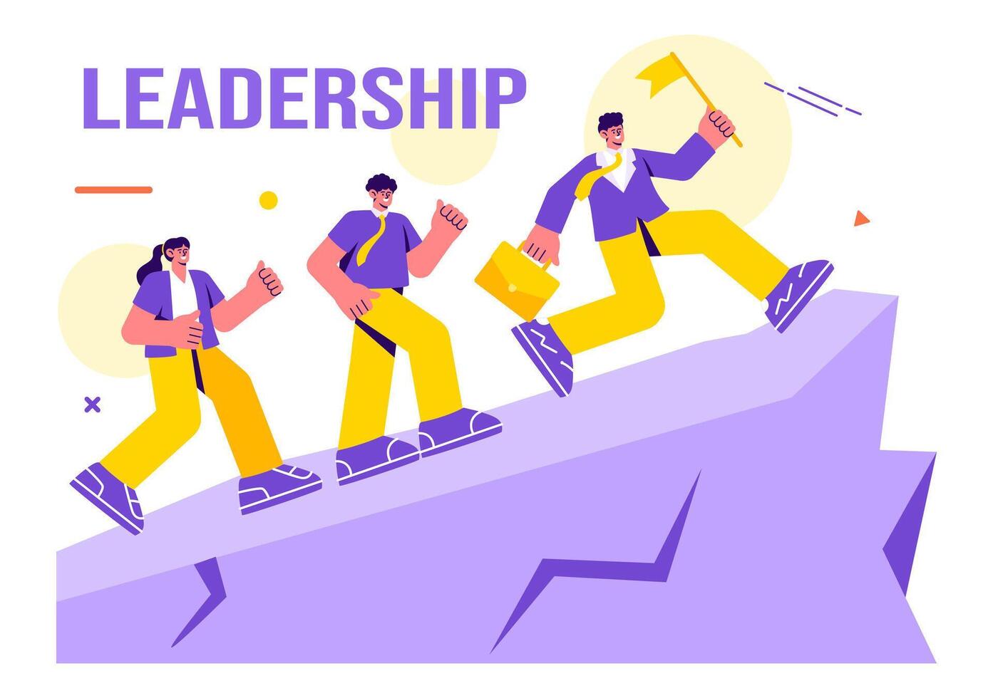 Business Leadership Illustration with A Businessman Leader Helping the Team Develop Themselves to Achieve Success in a Flat Cartoon Background vector