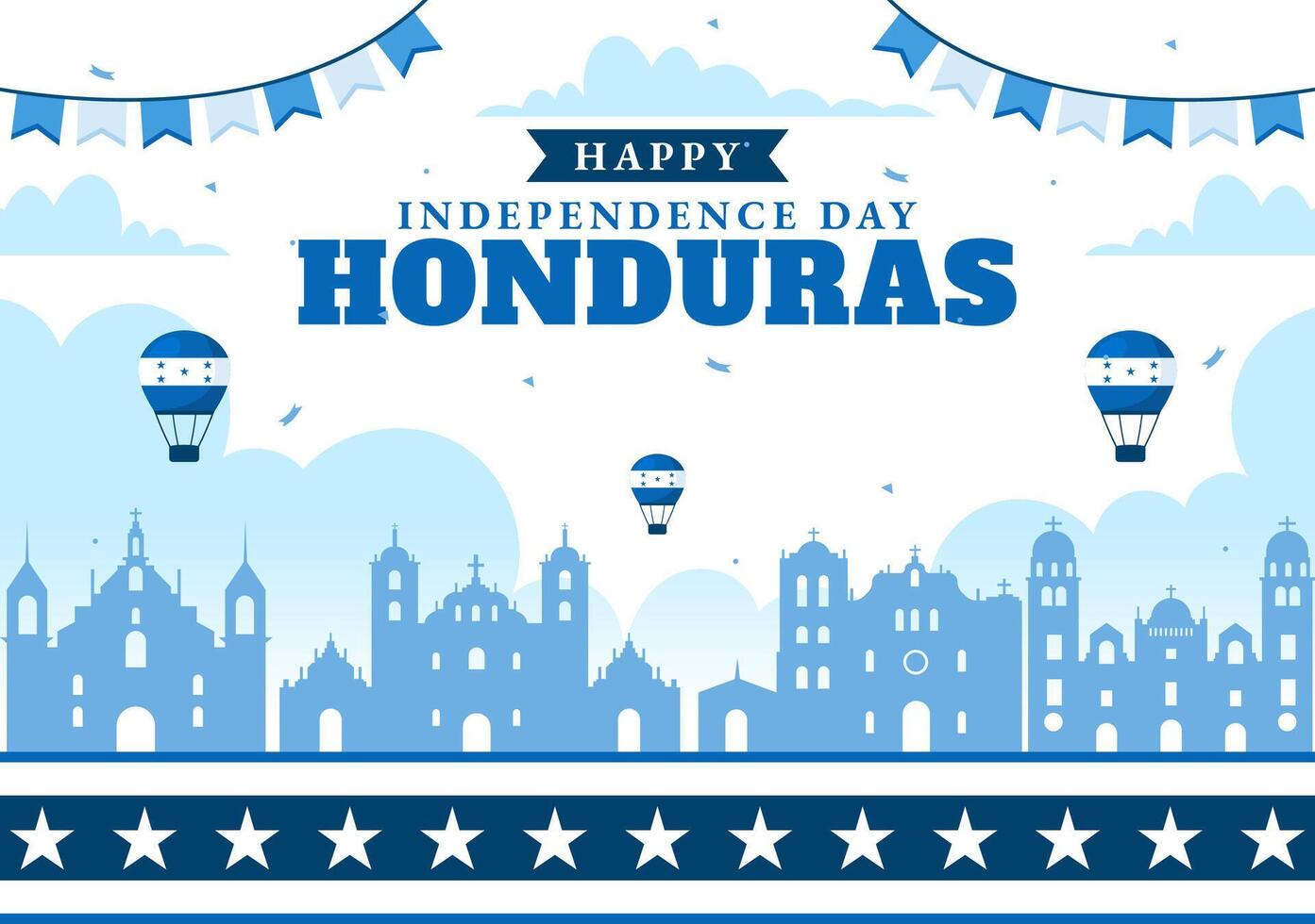 Happy Honduras Independence Day Illustration for September 15 with Waving Flag Background in National Holiday Flat Style Cartoon Design vector