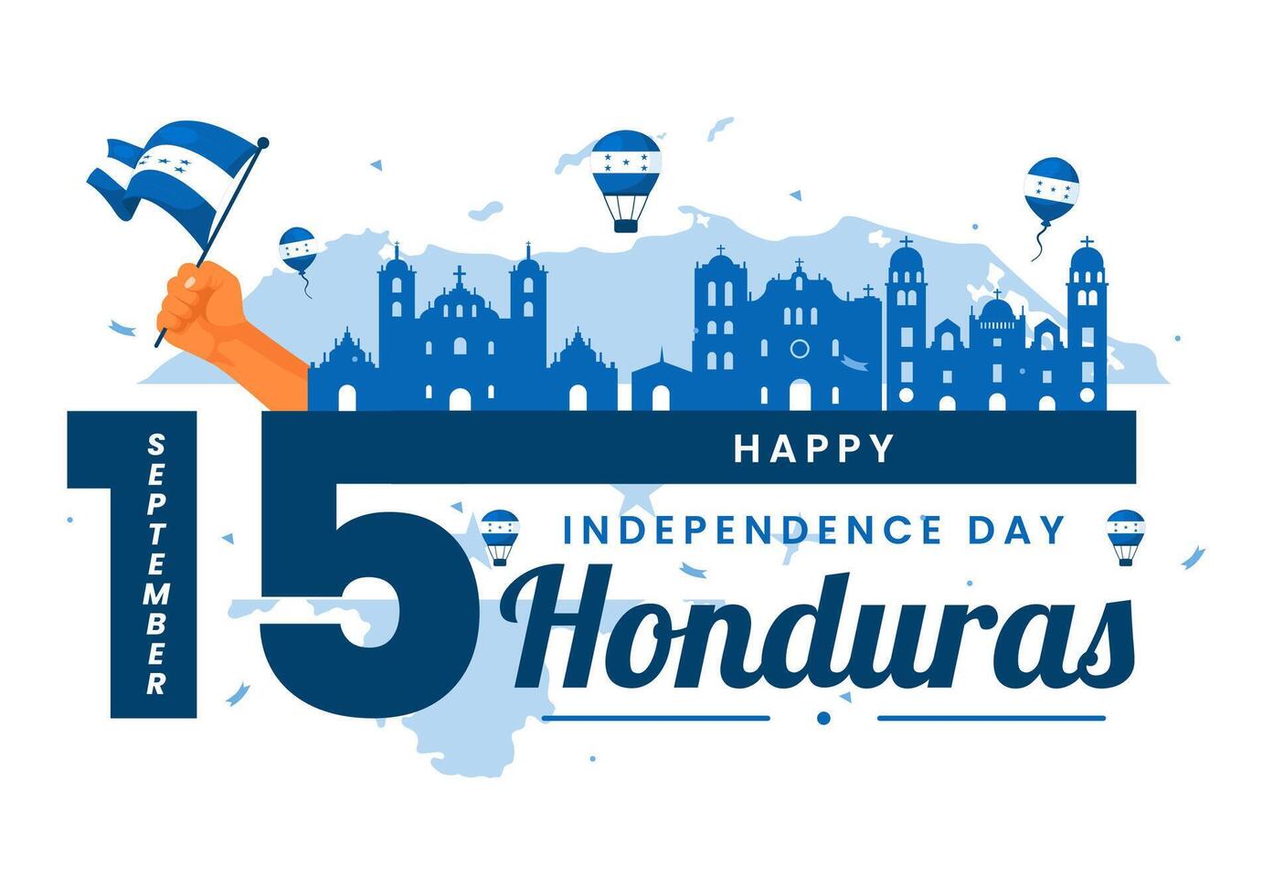 Happy Honduras Independence Day Illustration for September 15 with Waving Flag Background in National Holiday Flat Style Cartoon Design vector