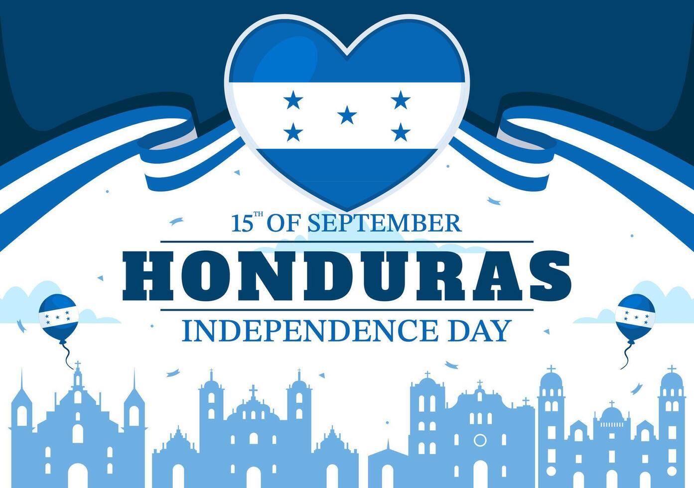 Happy Honduras Independence Day Illustration for September 15 with Waving Flag Background in National Holiday Flat Style Cartoon Design vector