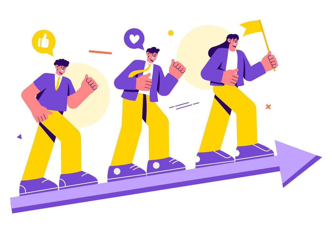 Business Leadership Illustration with A Businessman Leader Helping the Team Develop Themselves to Achieve Success in a Flat Cartoon Background vector