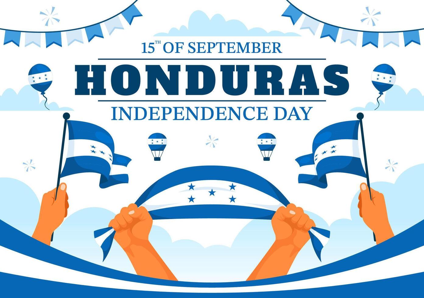 Happy Honduras Independence Day Illustration for September 15 with Waving Flag Background in National Holiday Flat Style Cartoon Design vector