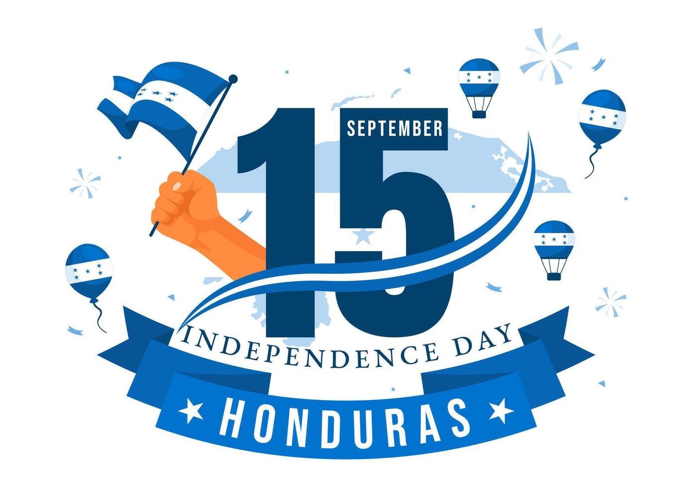 Happy Honduras Independence Day Illustration for September 15 with Waving Flag Background in National Holiday Flat Style Cartoon Design vector