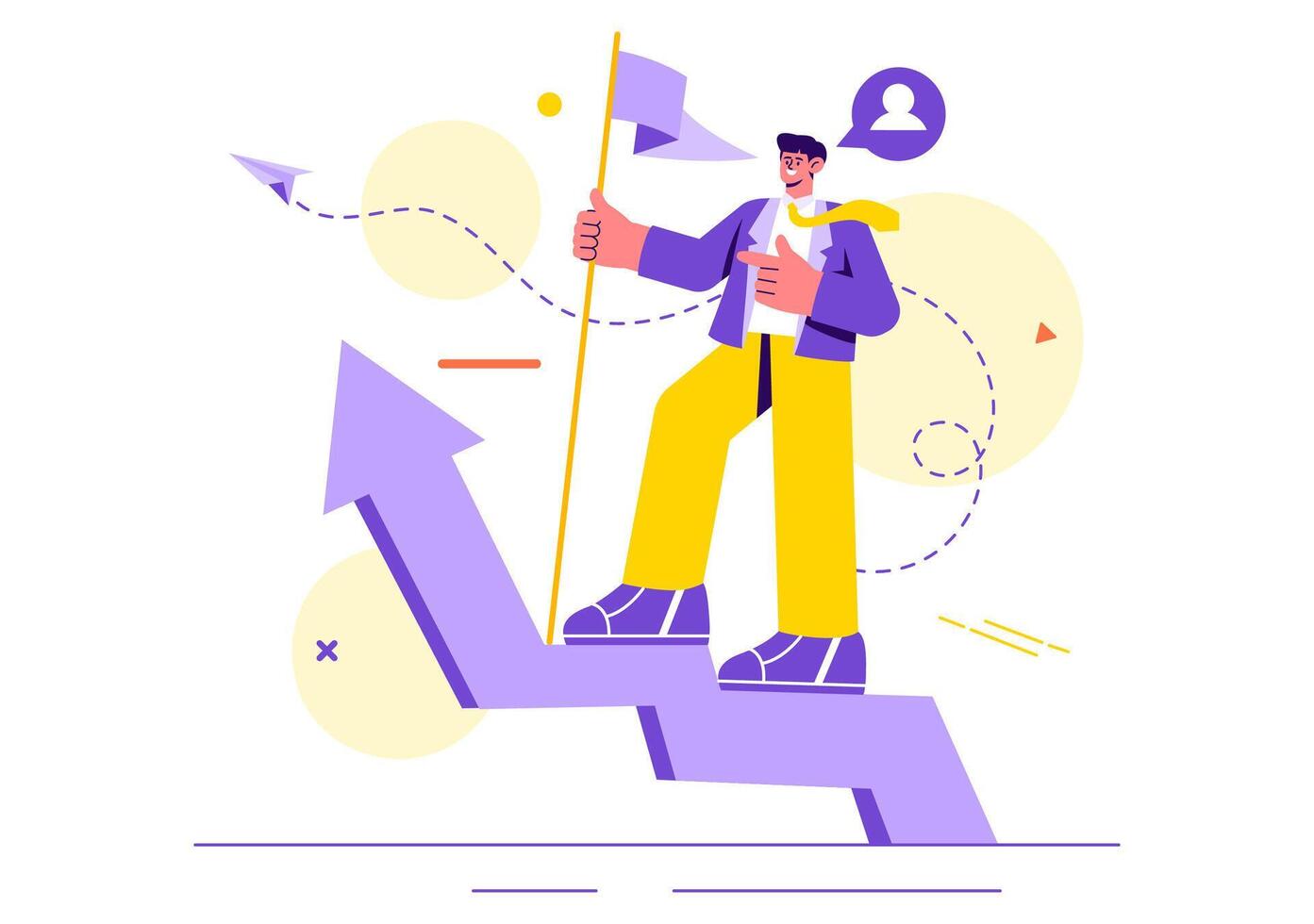 Business Leadership Illustration with A Businessman Leader Helping the Team Develop Themselves to Achieve Success in a Flat Cartoon Background vector