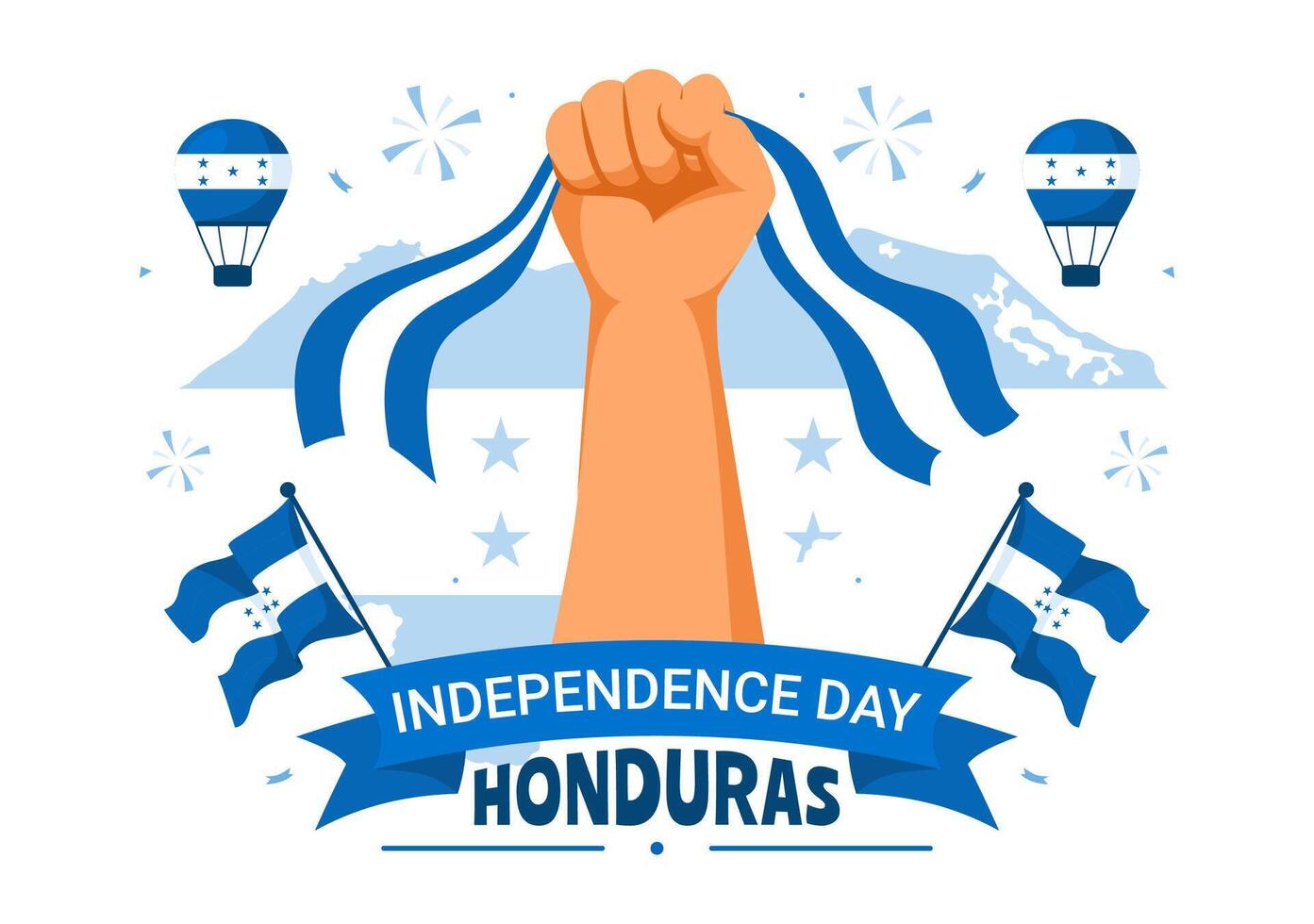 Happy Honduras Independence Day Illustration for September 15 with Waving Flag Background in National Holiday Flat Style Cartoon Design vector