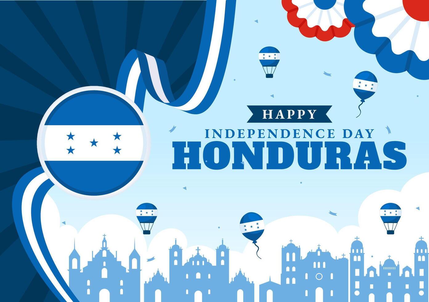 Happy Honduras Independence Day Illustration for September 15 with Waving Flag Background in National Holiday Flat Style Cartoon Design vector