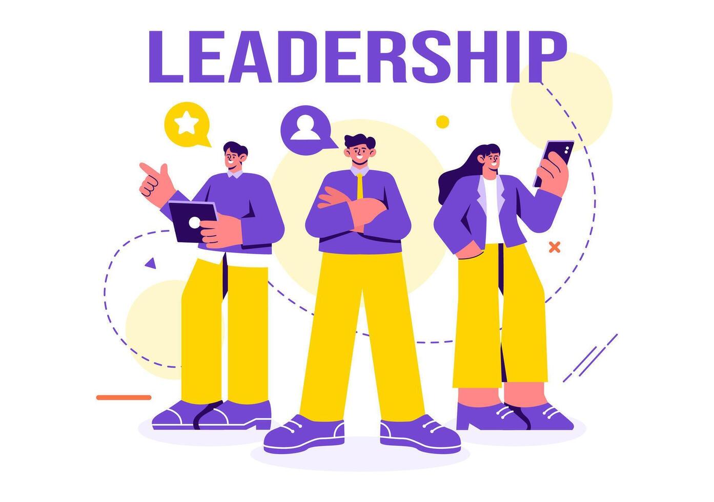 Business Leadership Illustration with A Businessman Leader Helping the Team Develop Themselves to Achieve Success in a Flat Cartoon Background vector