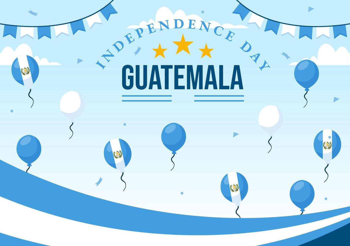 Happy Guatemala Independence Day Illustration for September 15 with a Waving Flag and Ribbon in a Flat Style Cartoon Background vector