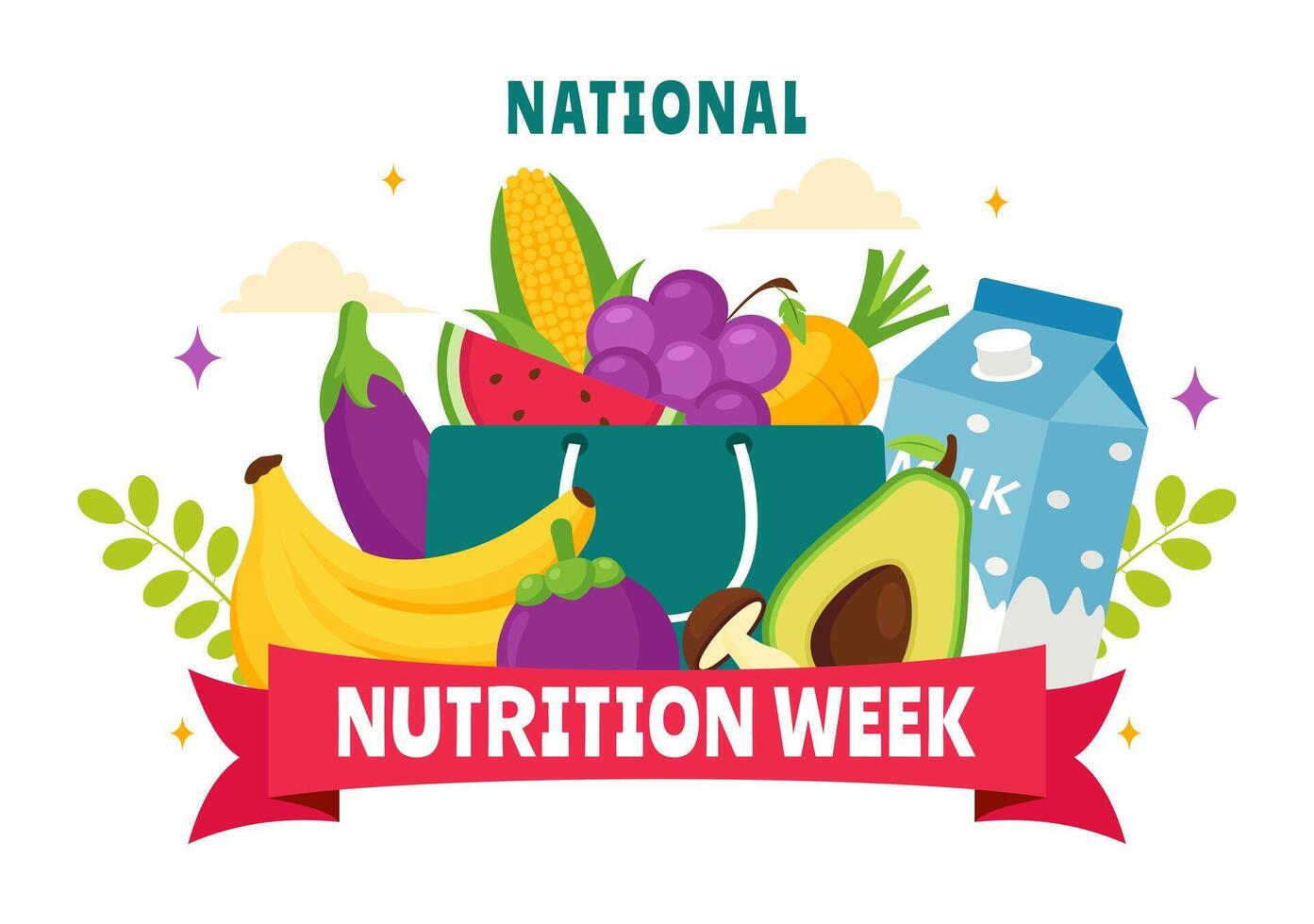 National Nutrition Week Day Illustration on September 7 with Healthy Food and Lifestyle Choice such as Fruits and Vegetables in the Background vector