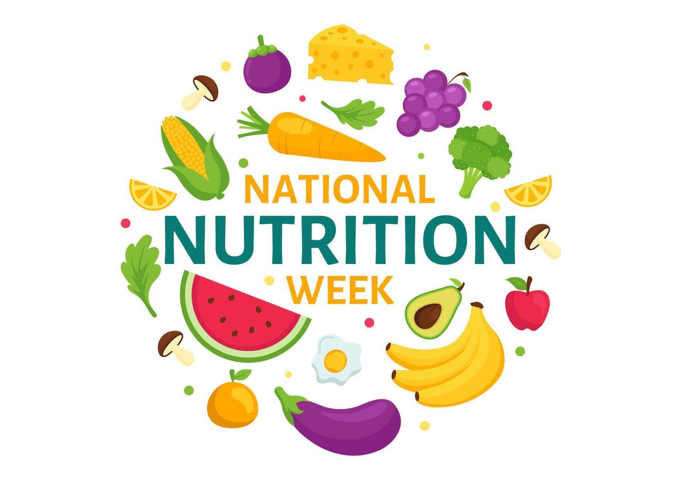 National Nutrition Week Day Illustration on September 7 with Healthy Food and Lifestyle Choice such as Fruits and Vegetables in the Background vector