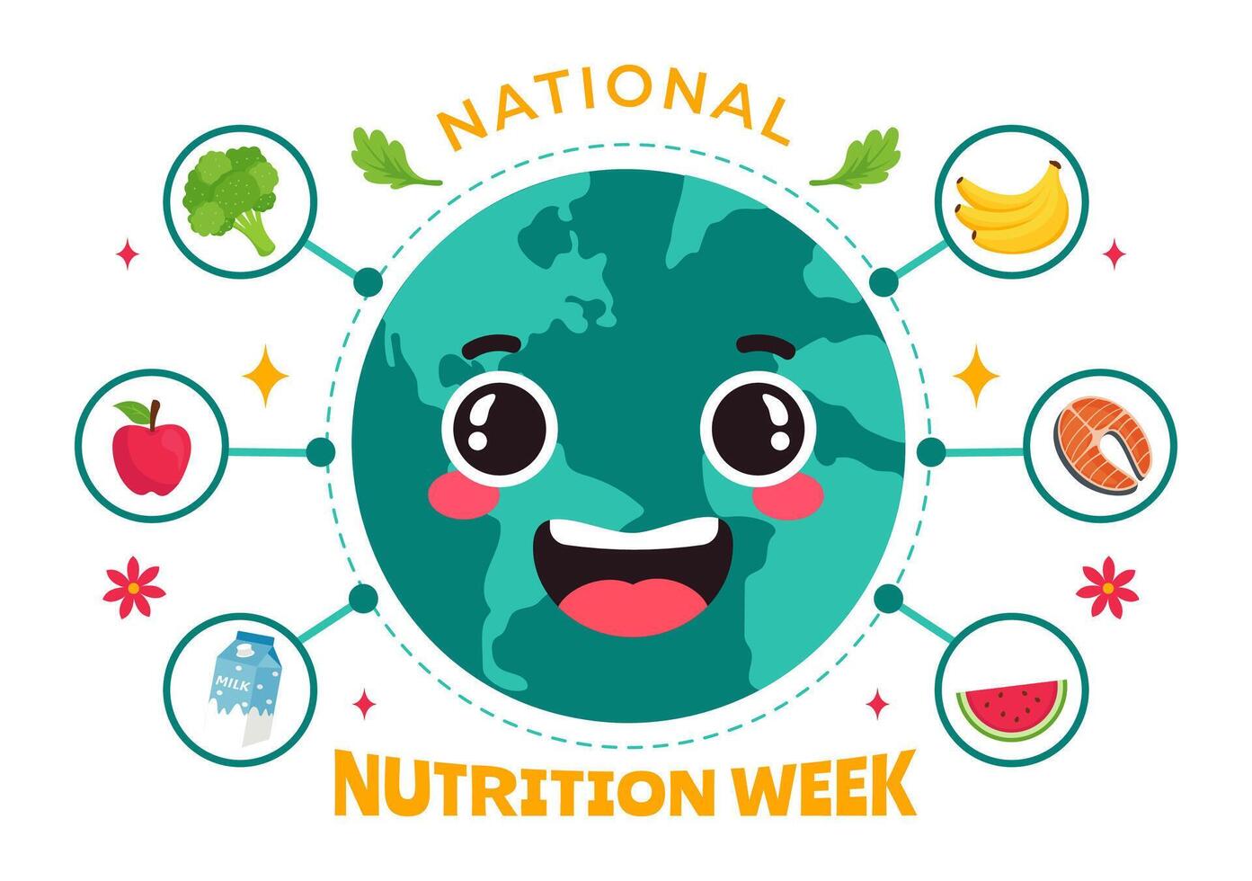 National Nutrition Week Day Illustration on September 7 with Healthy Food and Lifestyle Choice such as Fruits and Vegetables in the Background vector