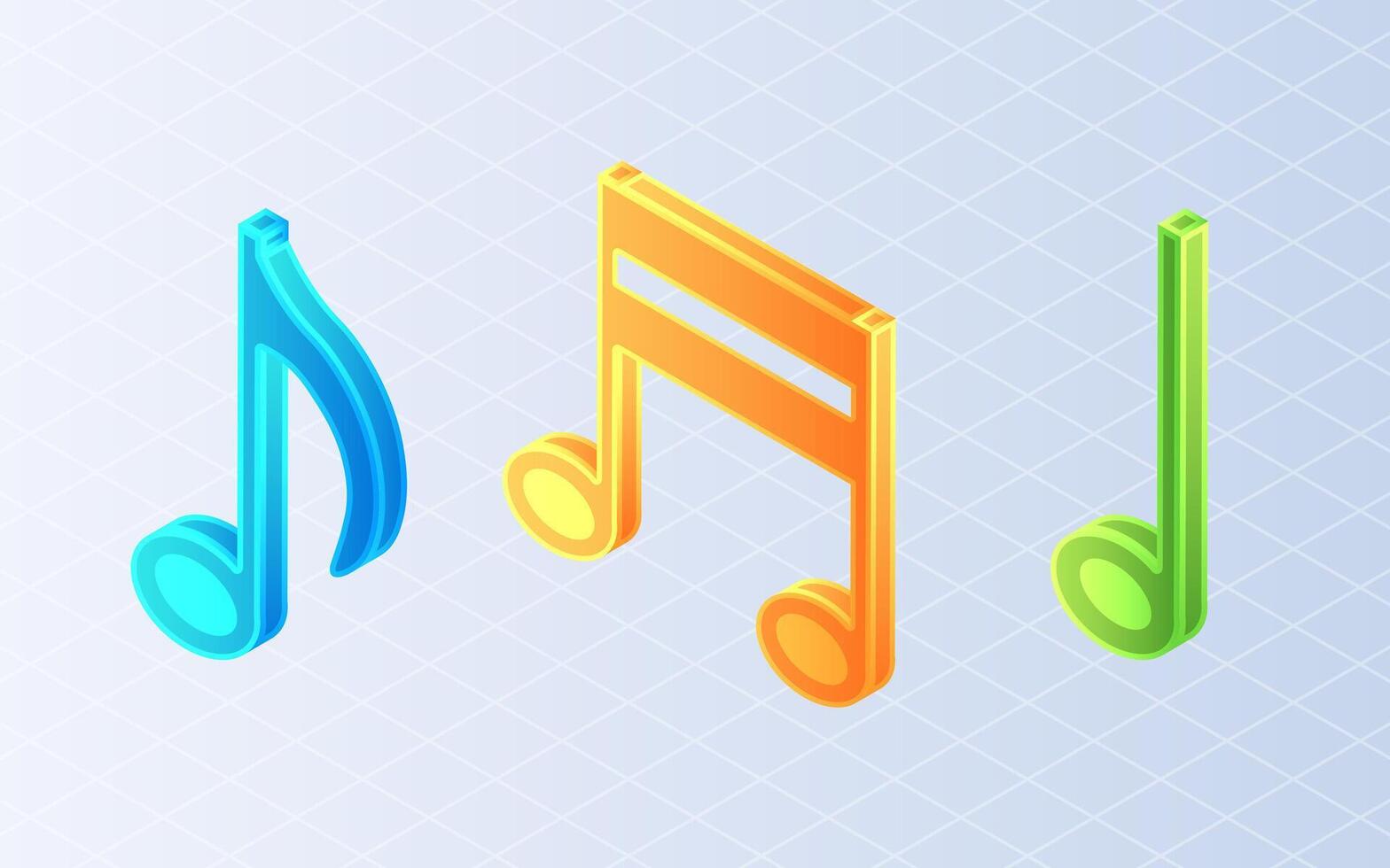 Isometric music notes. Music note symbol on white background vector