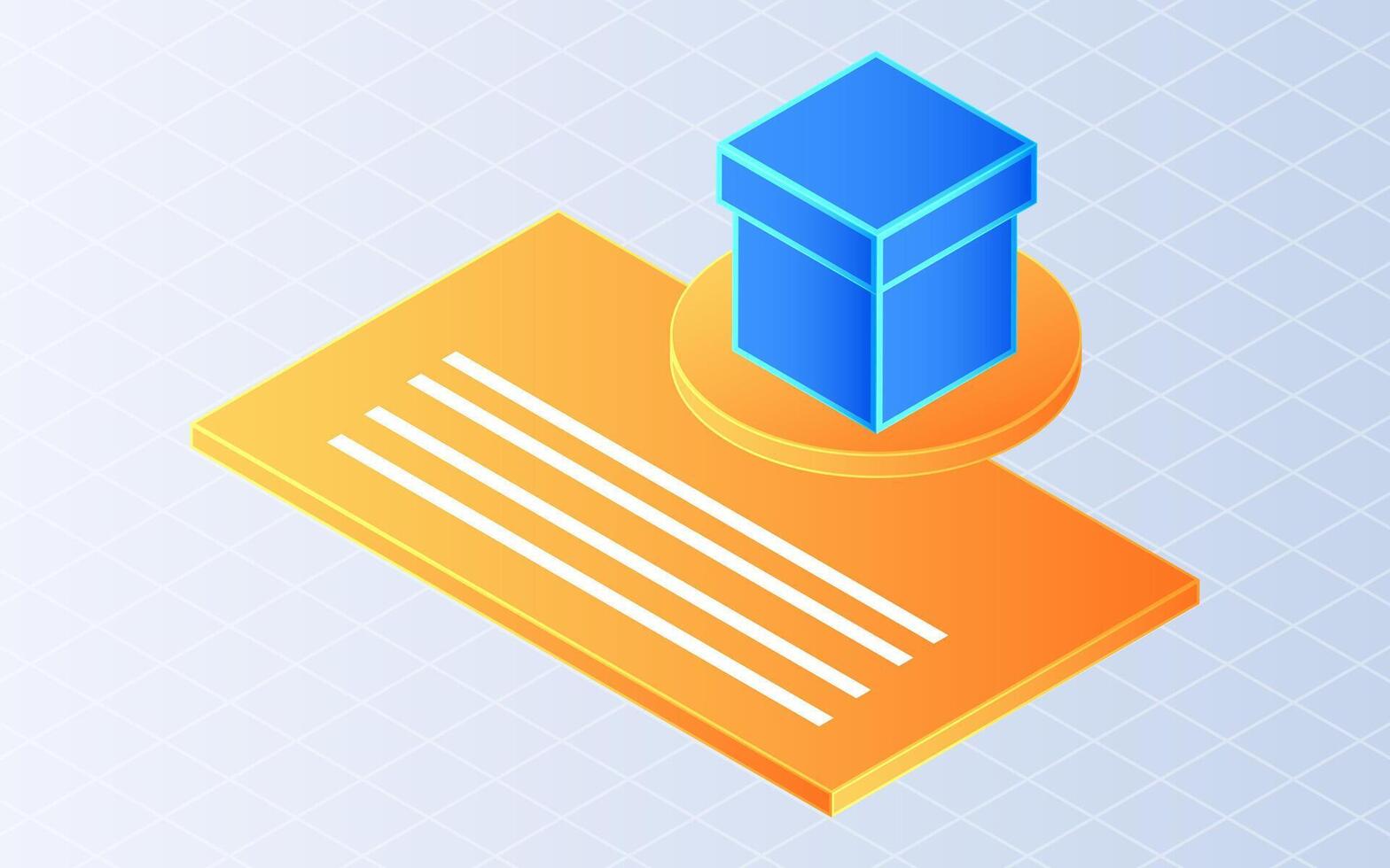 Isometric redeem gift box. Gift box on white background vector