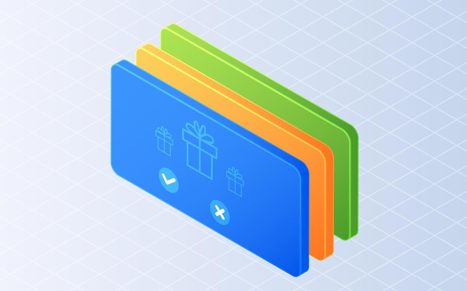 Isometric notification gift coupon. Voucher gift on white background vector