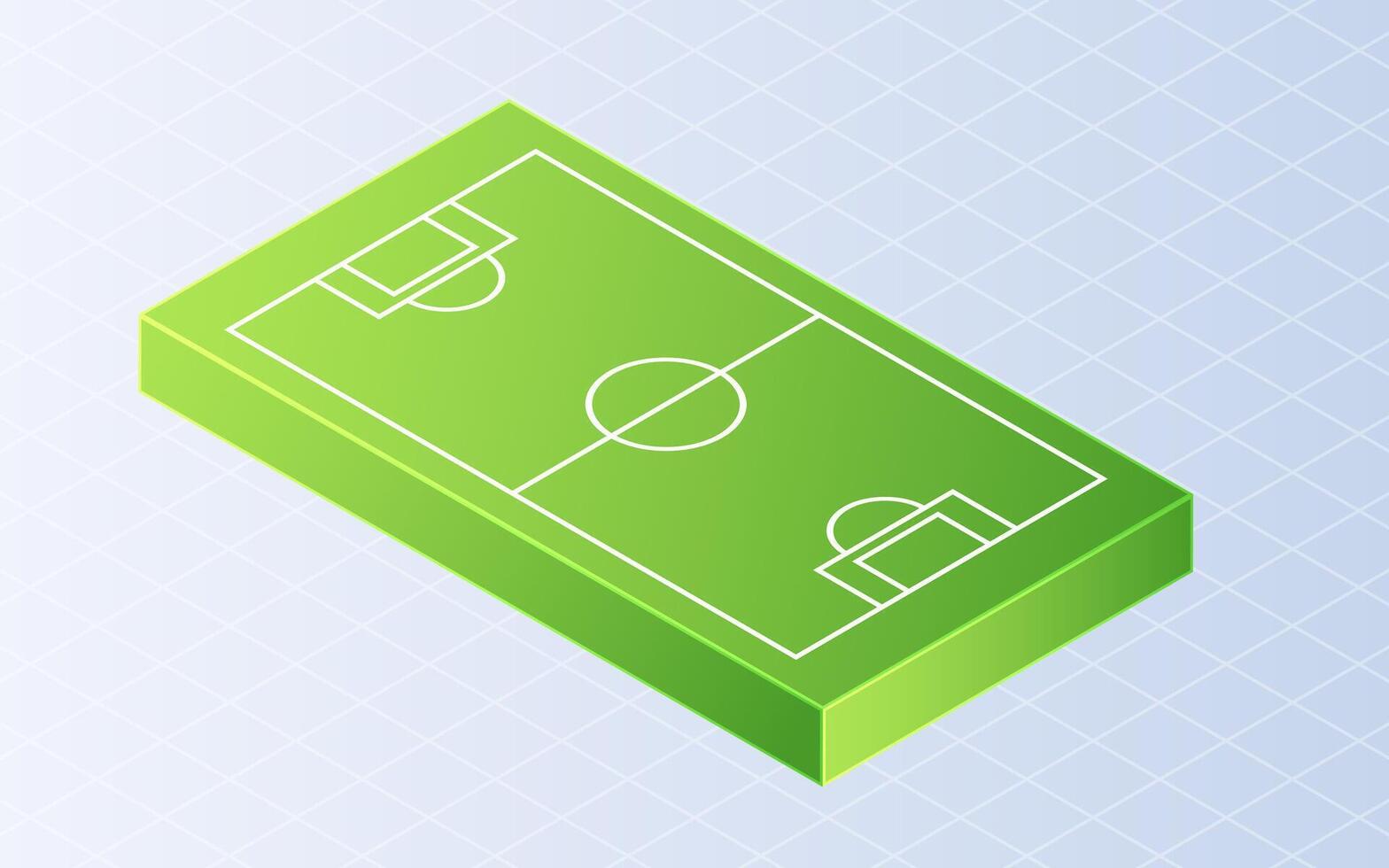 Isometric Football field. Soccer ground with green on white background vector