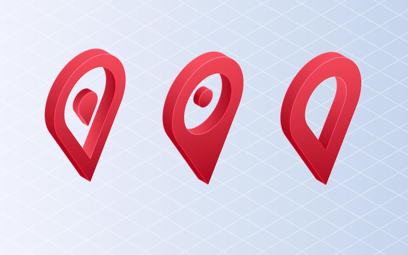 Isometric location map pin. Set Gps position point on white background vector
