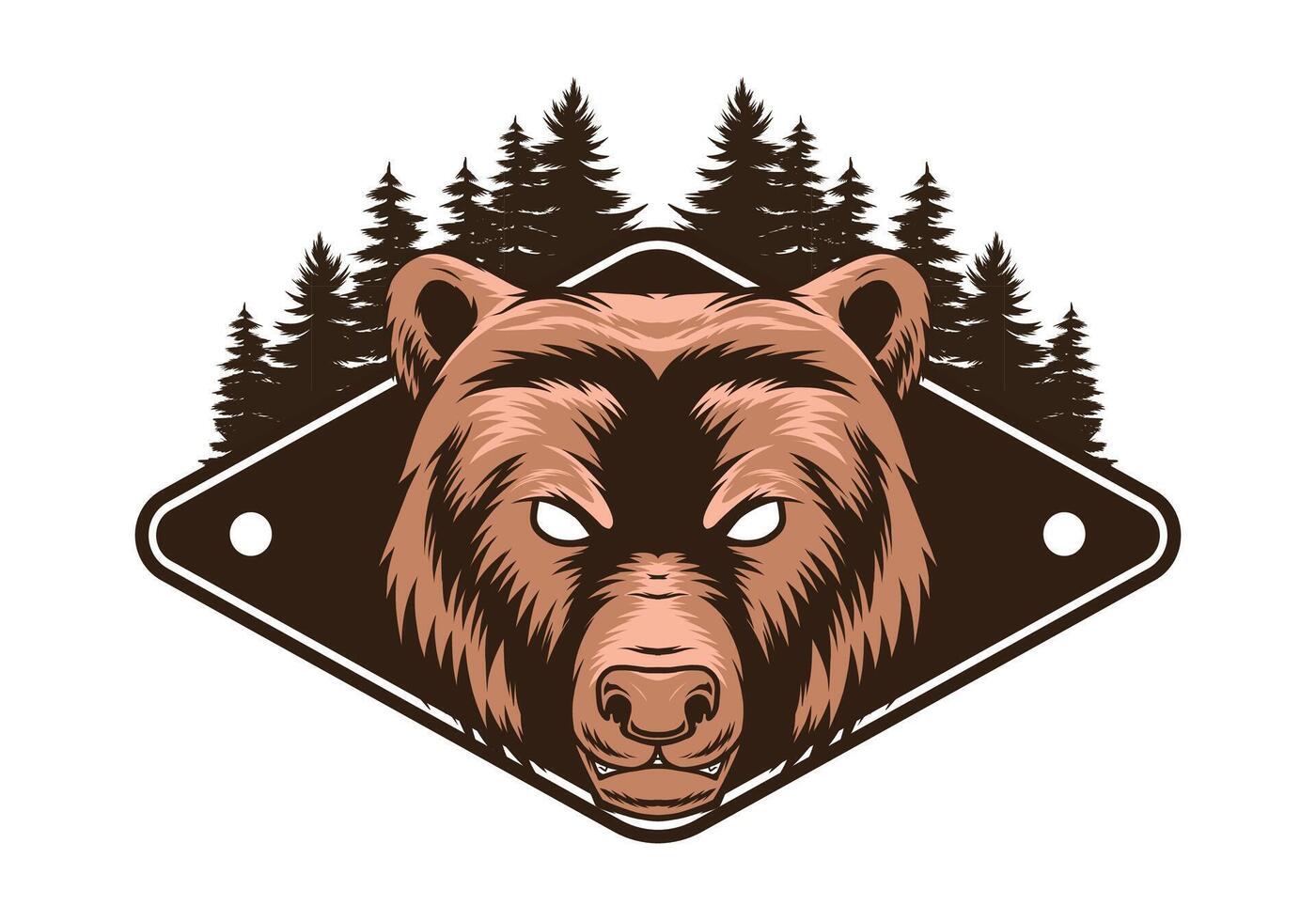 Wildlife badge with bear mascot vector