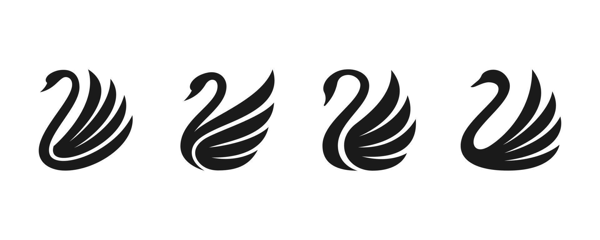 set of swan logo illustration vector
