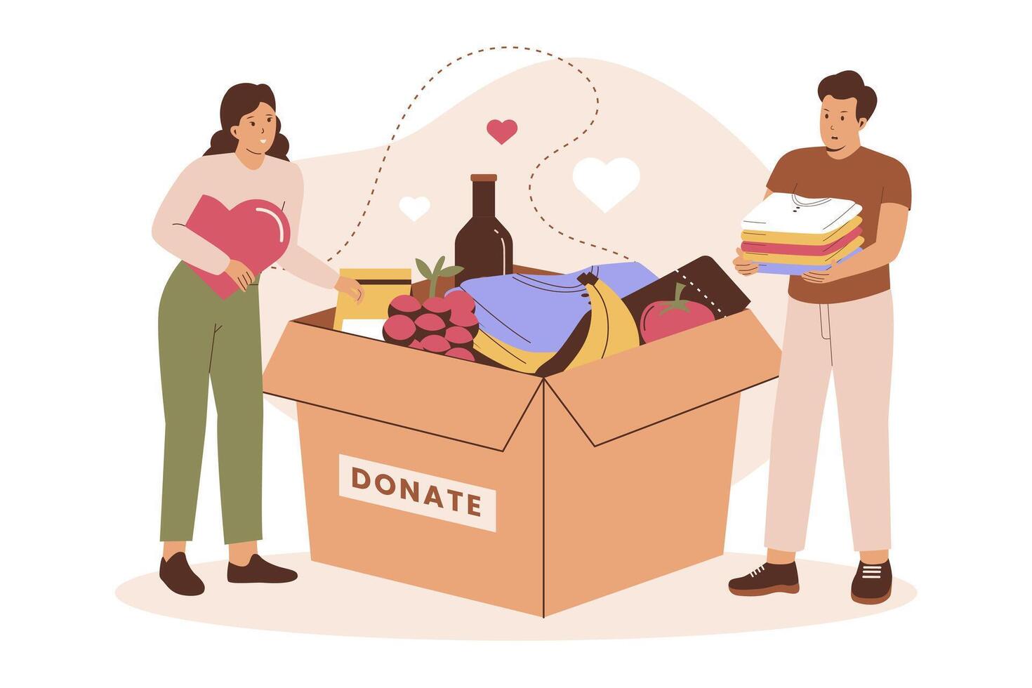 Clothes and food donation illustration concept vector