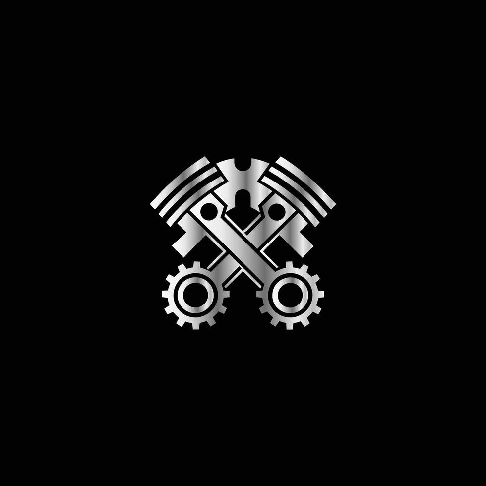Auto Repair Service Icon Logo Design Template.Car Mechanic Logo Piston and Cog Wheel Gear Icon Logo Template Design Illustration. vector