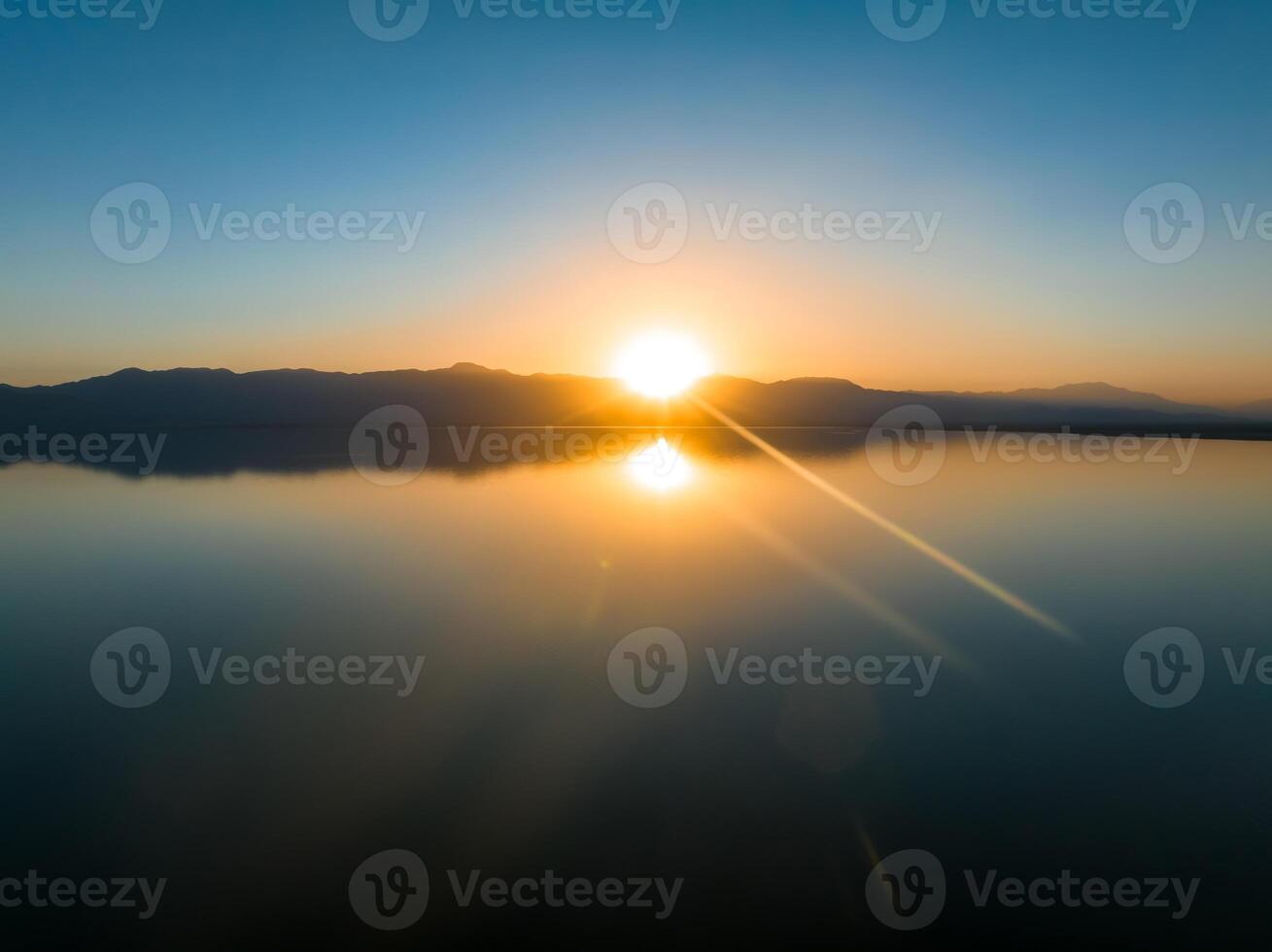Aerial view over Salton sea in California. photo
