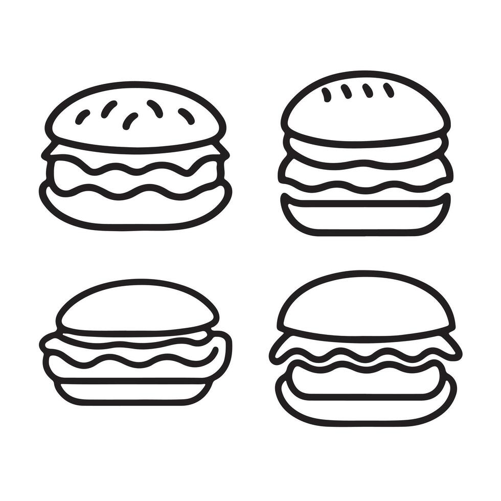 burger icon set on white background.Hamburger Line Icon vector