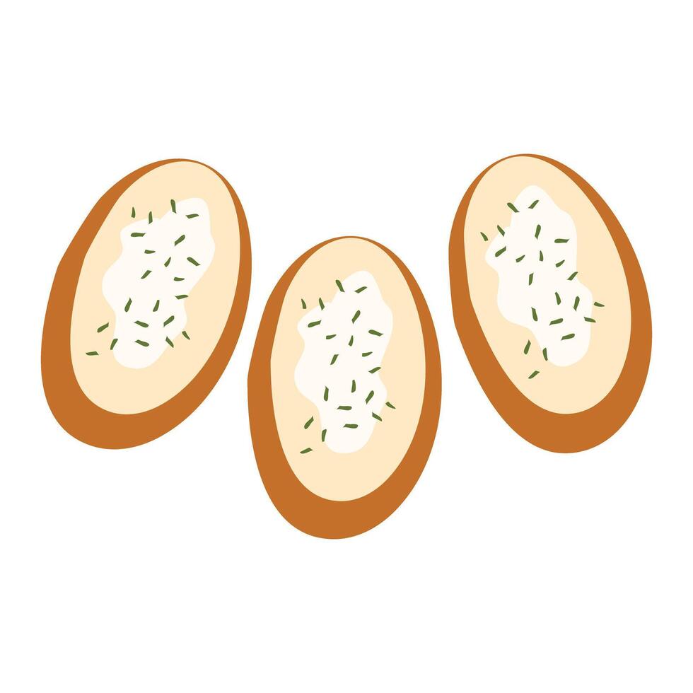 Garlic breads slice breakfast illustration vector