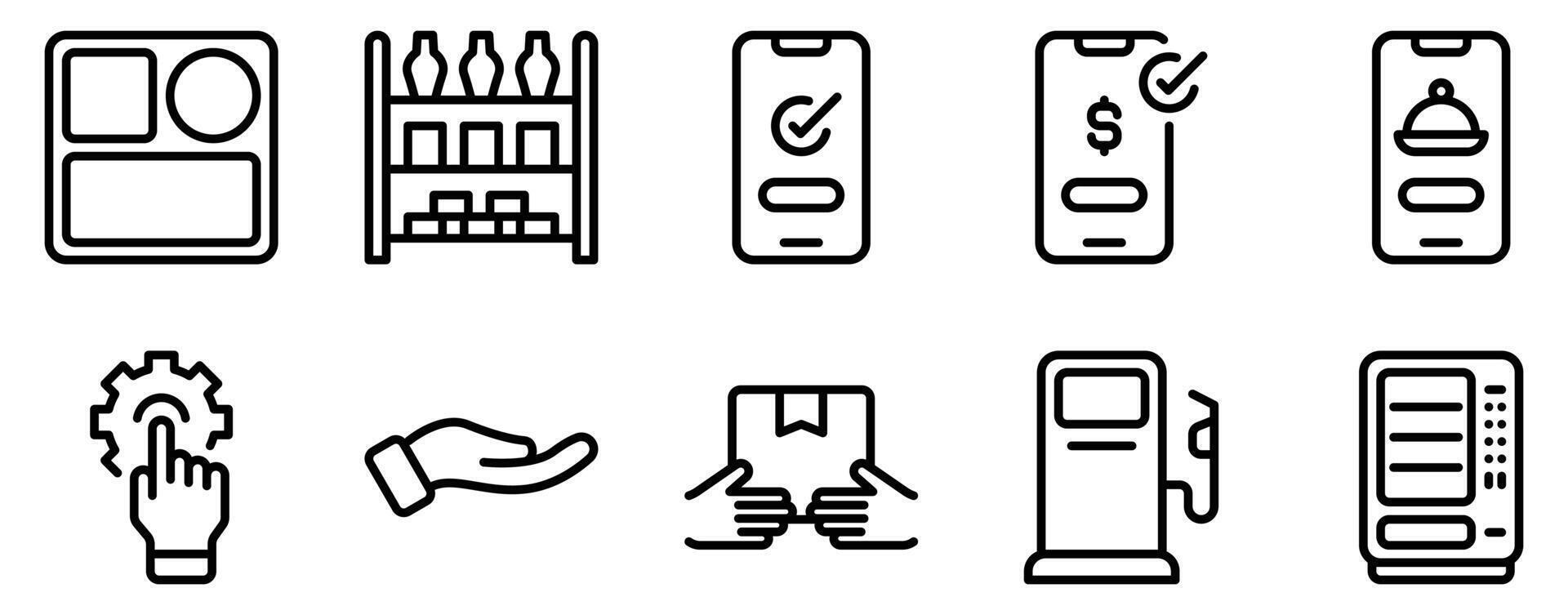 Customer Self Service Icon Set Efficient Line Style Collection for User Empowerment vector