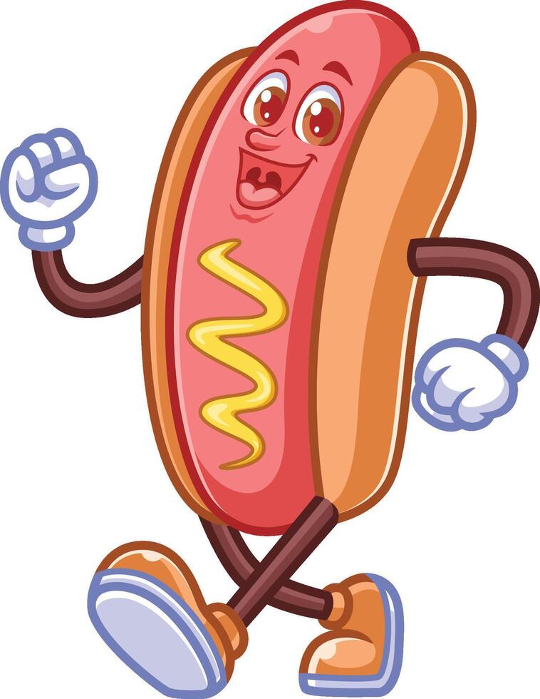 Hotdog cartoon character vector