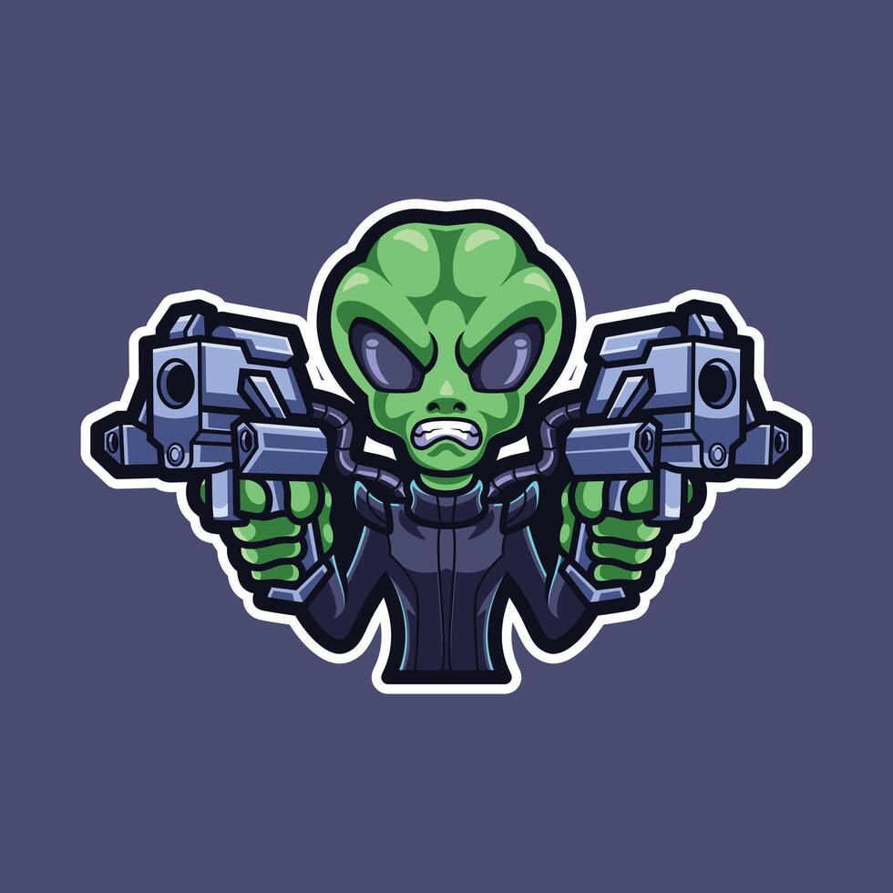 Alien cartoon character mascot logo vector