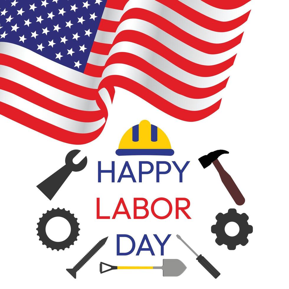 happy Labor day design with flag banner. vector