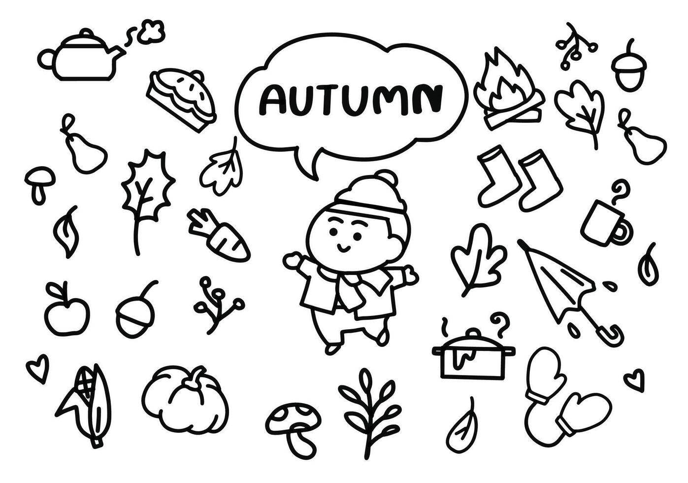 Autumn stuff doodle. vector