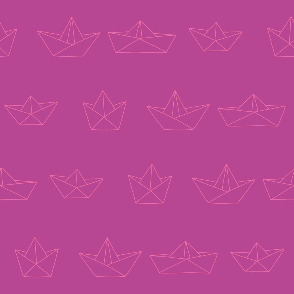 Outline Collection of Paper Boat Seamless Pattern illustration for Print, Wallpaper, Decoration. vector