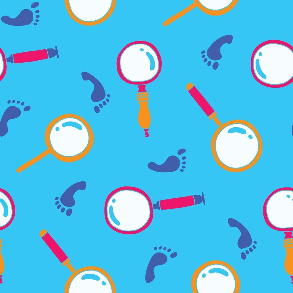 Magnifying Glass Footstep Seamless Pattern illustration Design vector