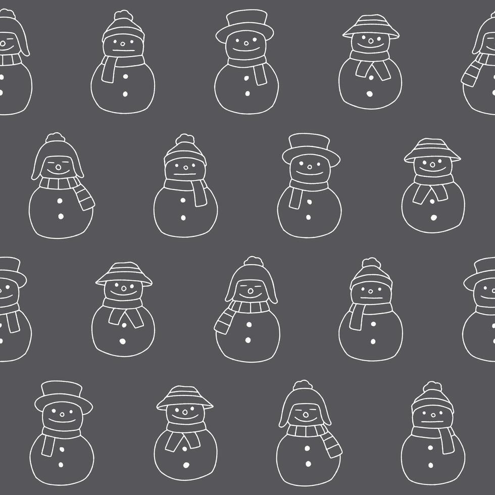Outline Collection of Snowman Seamless Pattern illustration for Print, Wallpaper, Decoration. vector