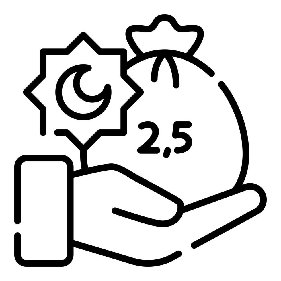 Islamic Zakat Donation Simple Line Icon Logo Symbol vector